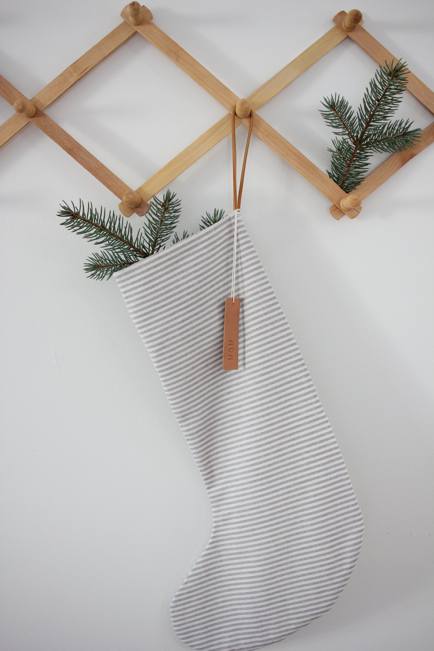 Grey Stripe Linen Stocking